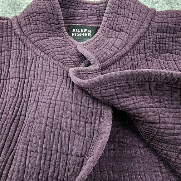 Eileen Fisher Jacket Womens Small Purple Textured Silk Rayon Blend Open Front - Picture 12 of 16